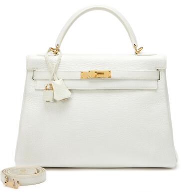 View full screen - View 1 of Lot 9. White Clèmence Kelly 32 Retournè Gold Hardware, 2012.