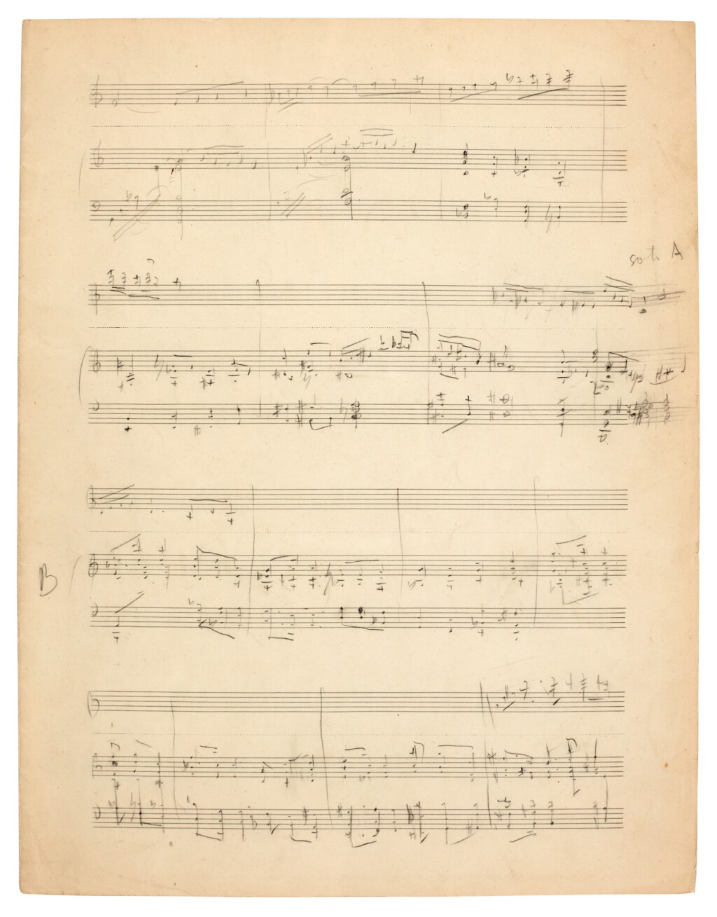 View full screen - View 1 of Lot 35. F. Delius. Autograph sketch for the first movement of the Violin Sonata no.3, c.1918.