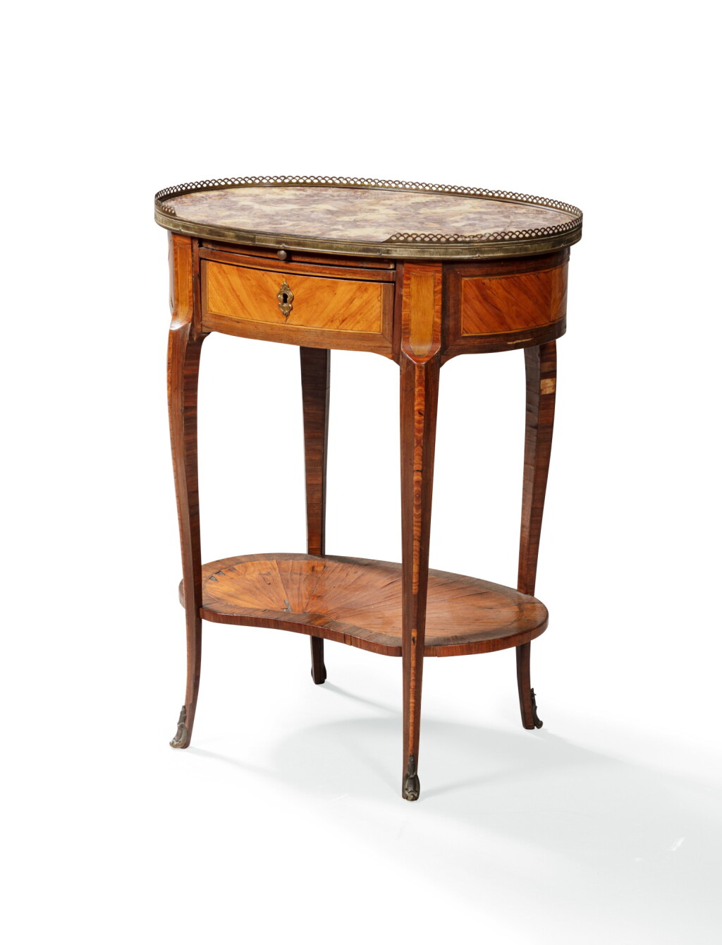 View full screen - View 1 of Lot 92. A tulipwood and bois satiné writting table, Louis XVI | Table à écrire en placage de bois de rose et bois satiné d'époque Louis XVI.