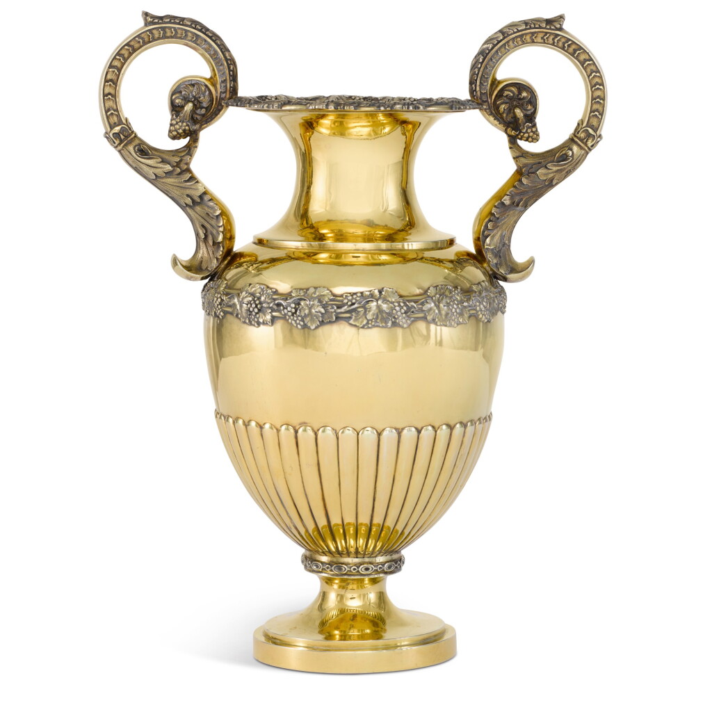 View full screen - View 1 of Lot 139. A George V silver-gilt two-handled vase, Sebastian Garrard, London, 1911.