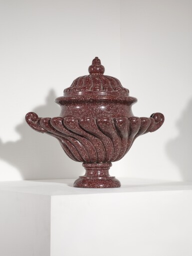 View full screen - View 1 of Lot 1. An Italian carved Egyptian porphyry vase and cover, Rome, possibly by Silvio Calci, Rome, mid-17th century.
