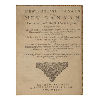 View full screen - View 1 of Lot 343. Morton, Thomas | The most entertaining contemporary book on New England.