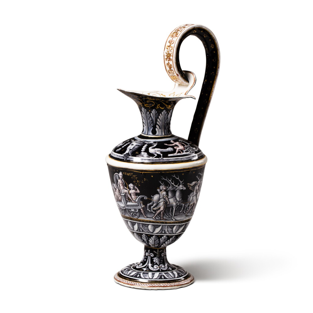 View full screen - View 1 of Lot 134. A Limoges grisaille painted enamel Ewer with the Triumph of Venus, third quarter of the 16th century.