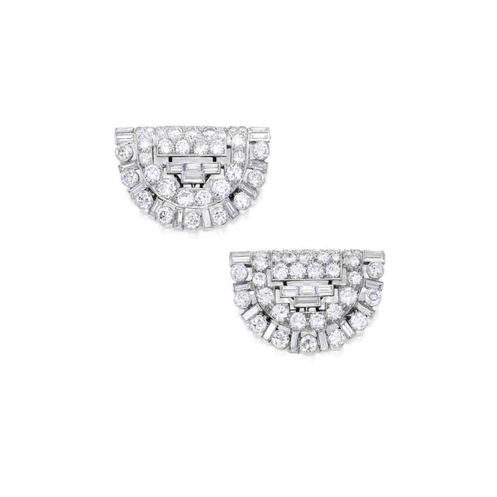 View full screen - View 1 of Lot 255. Pair of Diamond Clips.