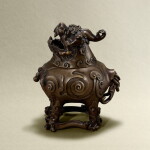 A bronze 'mythical beast' incense burner, luduan, Ming dynasty | 明 銅甪端香爐