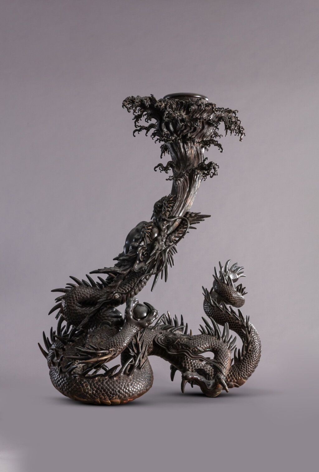 View full screen - View 1 of Lot 231. A monumental bronze figure of a dragon breathing vapour, Japan, Meiji period | 日本 明治時期 銅鑄巨龍吐霧.
