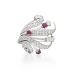 Ruby and diamond brooch, circa 1950