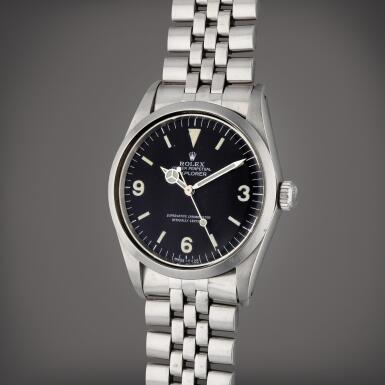 View full screen - View 1 of Lot 453. Reference 1016 Explorer | A stainless steel automatic wristwatch with bracelet, Circa 1960.