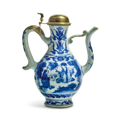 View full screen - View 1 of Lot 116. A CHINESE BLUE AND WHITE PORCELAIN EWER WITH CONTINENTAL SILVER-GILT MOUNT, MID 17TH CENTURY.
