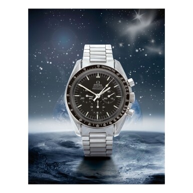 View full screen - View 1 of Lot 32. OMEGA | SPEEDMASTER REF 145.022-69 ST 'STRAIGHT WRITING', A STAINLESS STEEL CHRONOGRAPH WRISTWATCH WITH BRACELET, MADE IN 1971.