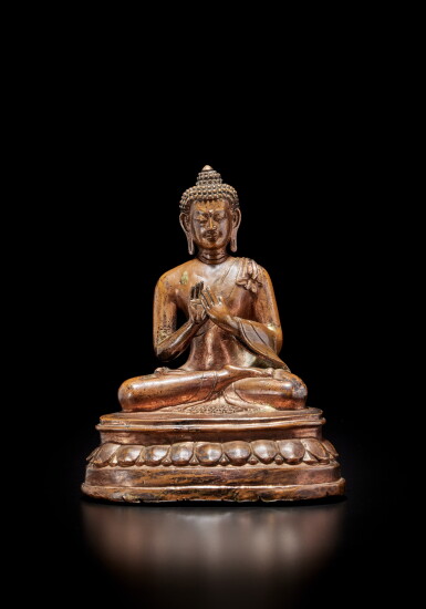 View full screen - View 1 of Lot 342. A copper alloy figure of Shakyamuni Buddha, Tibet, circa 17th century.