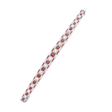 View full screen - View 1 of Lot 721. Ruby and diamond bracelet.