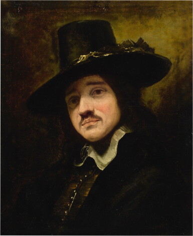 View full screen - View 1 of Lot 400. Portrait of a man in a black hat, bust-length.
