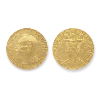 View full screen - View 1 of Lot 263. NOBEL PEACE PRIZE MEDAL | Nobel Peace Prize Medal Awarded in 1946 to YMCA Leader John R. Mott (1865-1955) for “His Creation of a Peace-Promoting Religious Brotherhood Across National Boundaries.”.