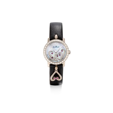 View full screen - View 1 of Lot 8098. BLANCPAIN | LADYBIRD, REFERENCE 0063B-1954-63A | A WHITE GOLD, DIAMOND AND RUBY-SET WRISTWATCH WITH MOTHER-OF-PEARL DIAL, CIRCA 2017 | 寶珀 | Ladybird 型號0063B-1954-63A 白金鑲鑽石及紅寶石腕錶,備珠母貝錶盤,約2017年製.