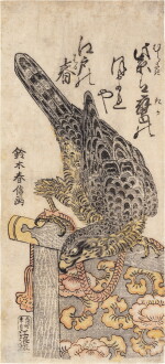 Suzuki Harunobu (1725-1770) | Tethered hawk | Edo period, 18th century
