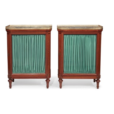 View full screen - View 1 of Lot 225. A Pair of Louis XVI Mahogany Side Cabinets by Jean-François Leleu, Second Half 18th Century.