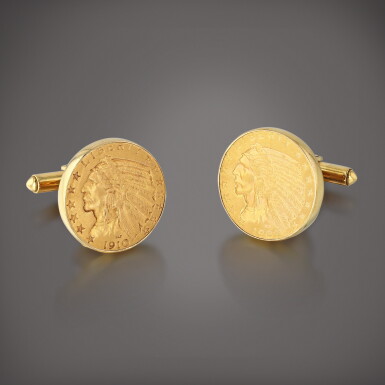 View full screen - View 1 of Lot 204. Paire de boutons de manchette or | Pair of gold cufflinks.