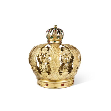 View full screen - View 1 of Lot 20. A Large Austro-Hungarian Silver-Gilt Torah Crown, 20th Century.