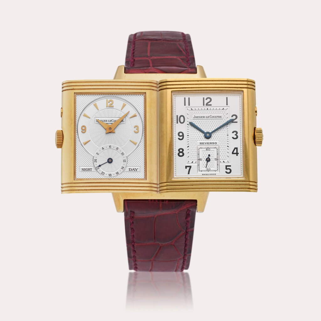 View full screen - View 1 of Lot 575. Reference 270.1.54 Duoface | A yellow gold reversible dual time zone wristwatch with day/night indication, Circa 1995.