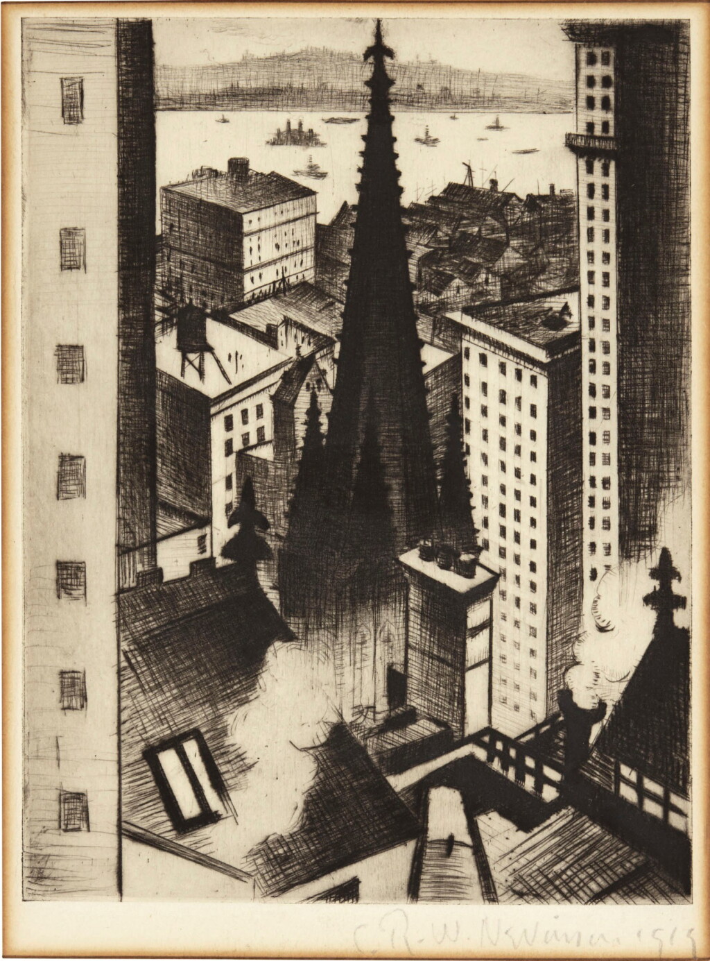 View full screen - View 1 of Lot 116. CHRISTOPHER RICHARD WYNNE NEVINSON, A.R.A. | THE TEMPLES OF NEW YORK (BLACK 55).