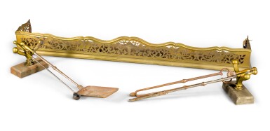View full screen - View 1 of Lot 90. A Scottish George III style pierced and engraved brass fender in the manner of David Robertson of Edinburgh.