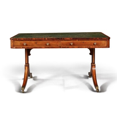 View full screen - View 1 of Lot 239. A Regency Rosewood and Satinwood Inlaid Writing Table, Circa 1810.