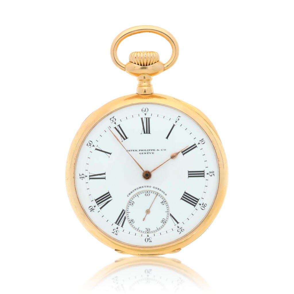 View full screen - View 1 of Lot 111. Chronometro Gondolo Retailed By Gondolo & Labouriau: A pink gold open faced watch, Made in 1907.
