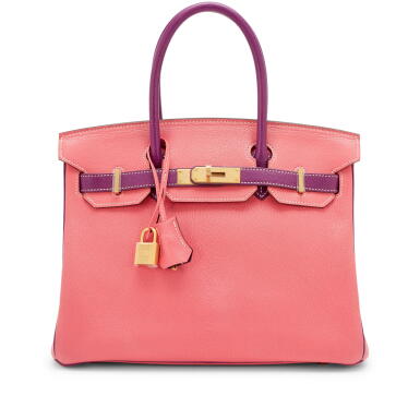 View full screen - View 1 of Lot 125. Rose Lipstick and Anemone Chèvre Mysore HSS Birkin 30 Brushed Gold Hardware, 2015.
