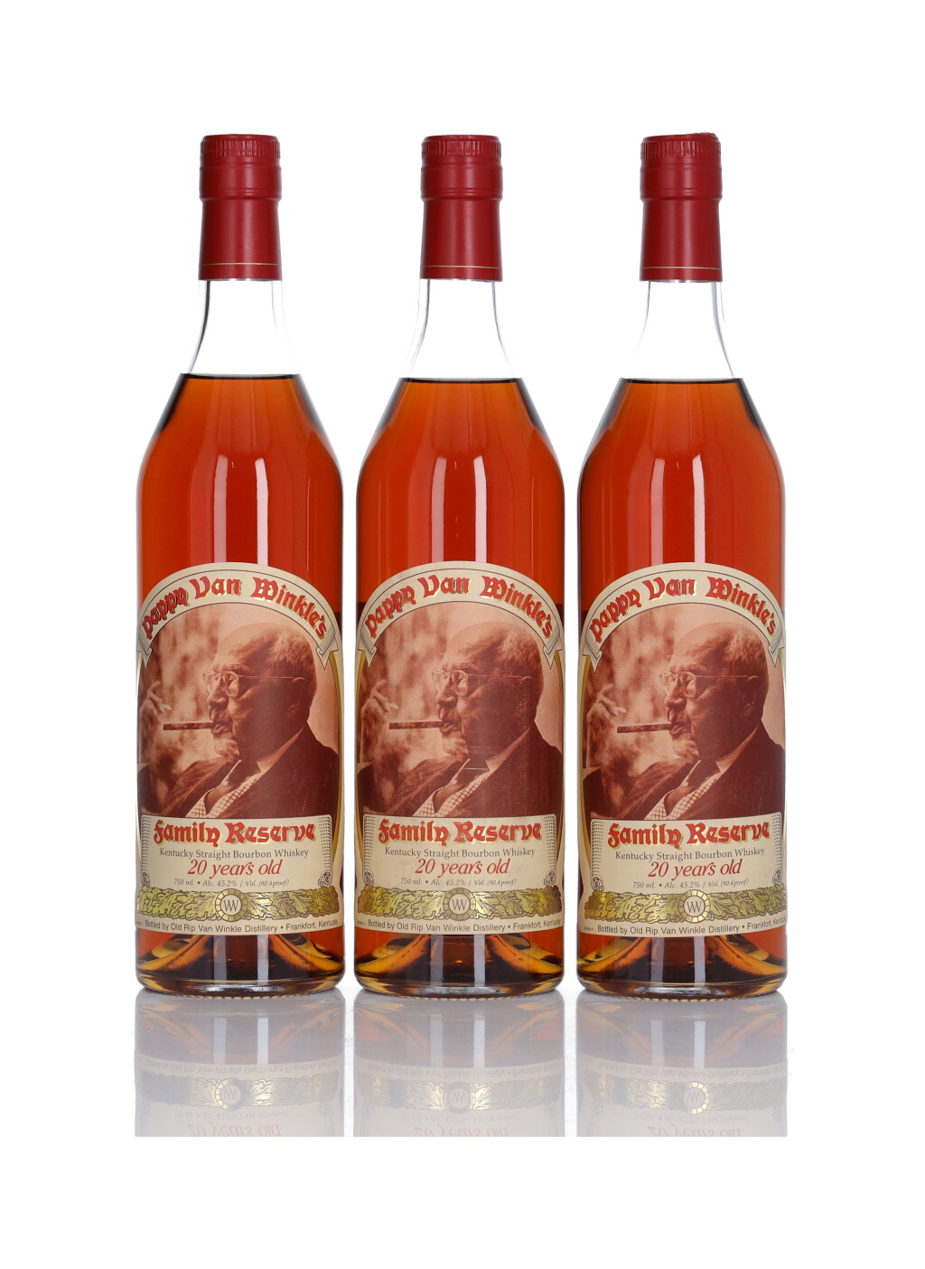View full screen - View 1 of Lot 89. Pappy Van Winkle's 20 Year Old Family Reserve 90.4 Proof NV (3 Bottles 75cl).