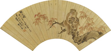 View full screen - View 1 of Lot 9090. 賀清泰(款) 封侯圖|Attributed to Louis Antoine de Poirot, Monkey.