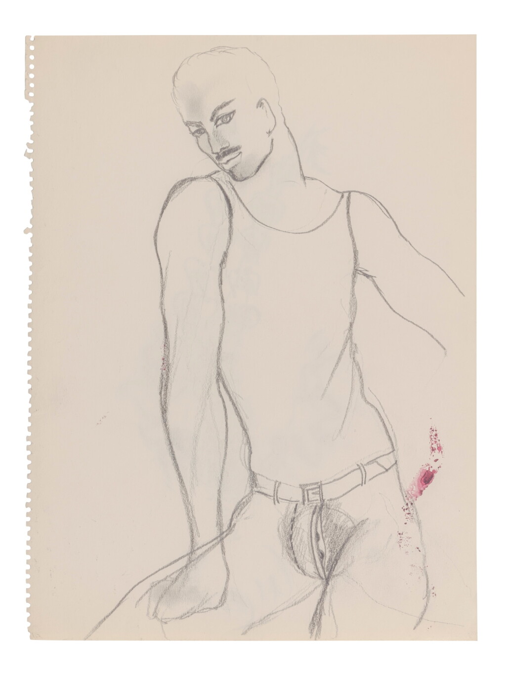 View full screen - View 1 of Lot 12. Sketch of a man (recto), Costume project for the Strip tease show (verso), circa 1962.