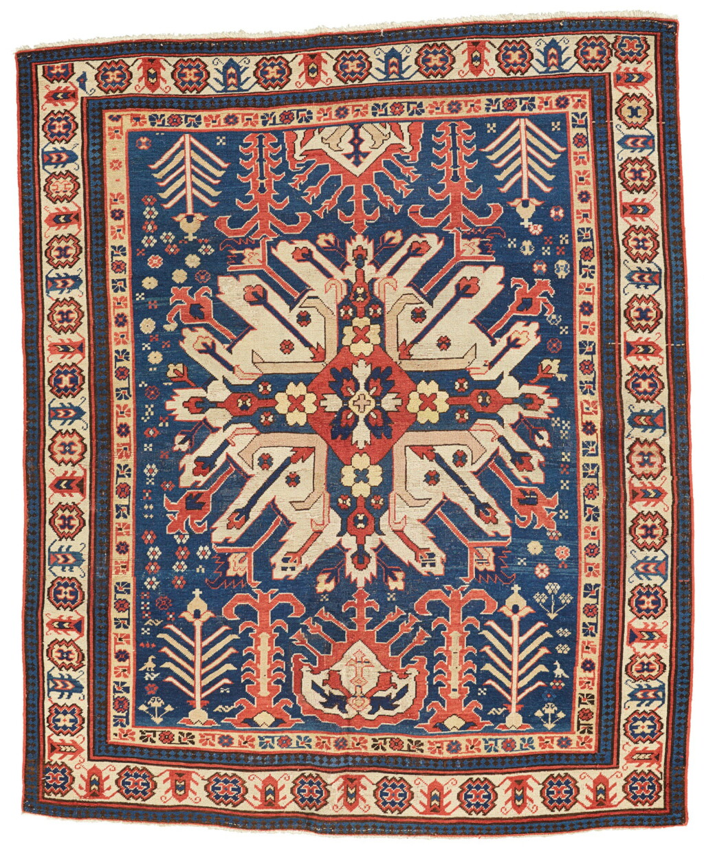 View full screen - View 1 of Lot 8. A SOUTH CAUCASIAN RUG WITH CHELABERD MEDALLION.