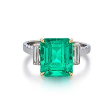View full screen - View 1 of Lot 238. Emerald and Diamond Ring.