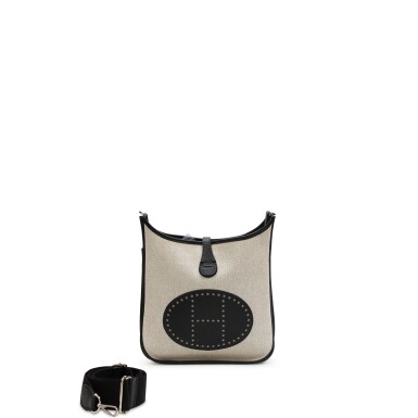 View full screen - View 1 of Lot 716. Black Clémence and ecru Toile Evelyne 29 Palladium Hardware, 2020.