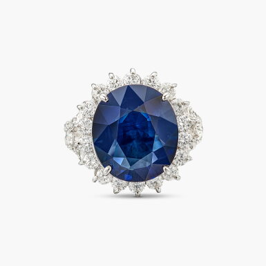 View full screen - View 1 of Lot 1465. Sapphire and Diamond Ring | 8.79克拉 天然「馬達加斯加」未經加熱 藍寶石 配 鑽石 戒指.