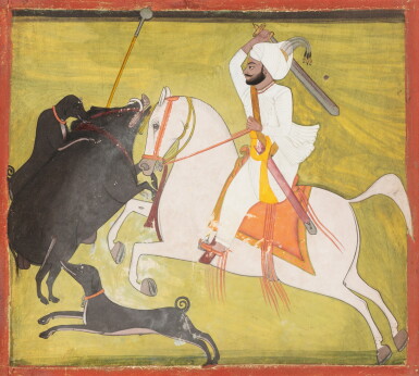 View full screen - View 1 of Lot 68. RAJASTHAN, MEWAR, LATE 18TH CENTURY AND EARLY 19TH CENTURY | FOUR PORTRAITS OF INDIAN DIGNITARIES.