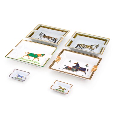 View full screen - View 1 of Lot 135. Six various Hermes rectangular ashtrays.