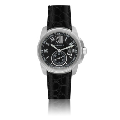 View full screen - View 1 of Lot 39. CARTIER | REF 3299 CALIBRE DE CARTIER, A STAINLESS STEEL AUTOMATIC WRISTWATCH WITH DATE CIRCA 2010.
