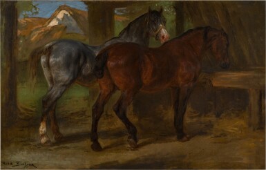 View full screen - View 1 of Lot 73. Two Horses in a Stable.