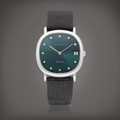 View full screen - View 1 of Lot 8803. A white gold and diamond-set wristwatch with date, Circa 1970 | 愛彼 | 白金鑲鑽石腕錶,備日期顯示,約1970年製.