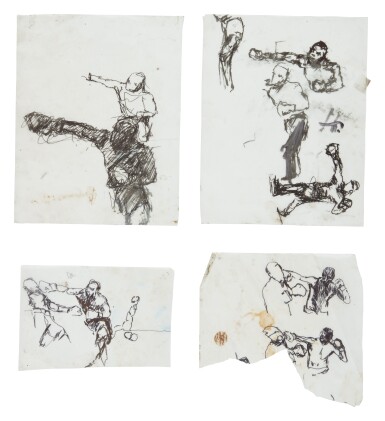 View full screen - View 1 of Lot 428. Untitled (Four Drawings of Boxers).