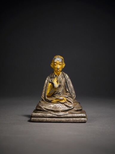 View full screen - View 1 of Lot 346. A Silver Figure Of A Lama, Possibly Buton Rinchen Grub (1290-1364), Tibet, 17th/18th Century.