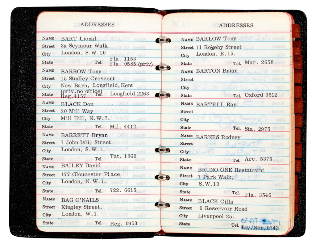 View full screen - View 1 of Lot 46. BRIAN EPSTEIN | Address book, 1967.