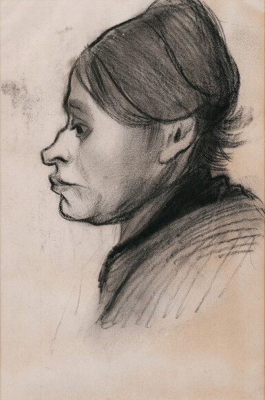 View full screen - View 1 of Lot 251. Vincent Van Gogh 文森·梵谷 | Head of a Peasant Woman, Left Profile 農婦的側面肖像(左側).