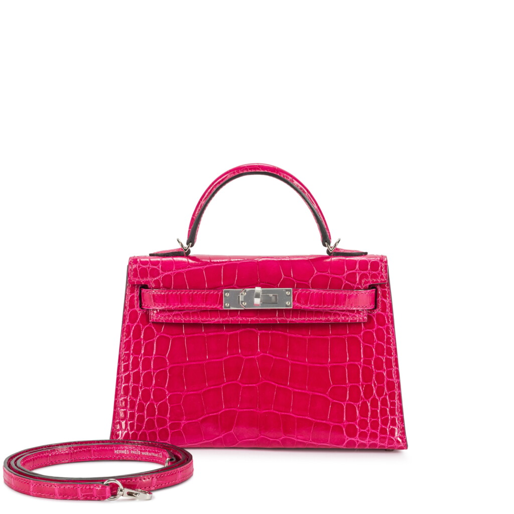 View full screen - View 1 of Lot 155. Rose Mexico Shiny Mississippiensis Alligator Mini Kelly II 20 Palladium Hardware, 2021.