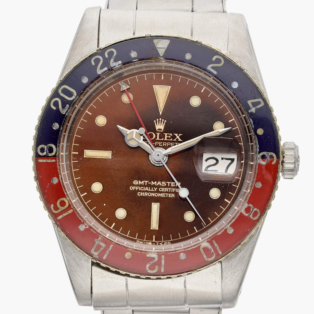View full screen - View 1 of Lot 398. Reference 6542 GMT-Master | A stainless steel automatic dual-time wristwatch with date and bracelet, Circa 1958.