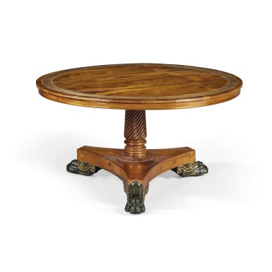 View full screen - View 1 of Lot 190. A Regency Brass-Inlaid Rosewood Centre Table, Circa 1810.