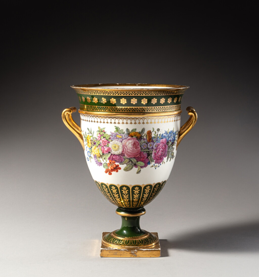 View full screen - View 1 of Lot 23. A Sèvres (hard paste) porcelain green-ground ice pail from the ‘Service bouquets de fleurs' for Empress Joséphine, glacière 'Vase B', 1809.