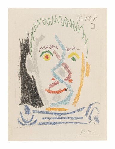 View full screen - View 1 of Lot 64. PABLO PICASSO | TÊTE D’HOMME AU MAILLOT RAYÉ (B. 1164; BA. 1164).